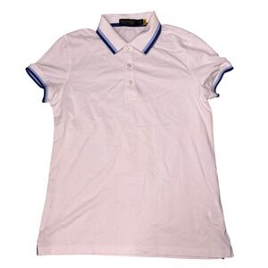 Polo Golf Ralph Lauren Polo Shirt Womens Medium White Tailored Fit Striped Trim
